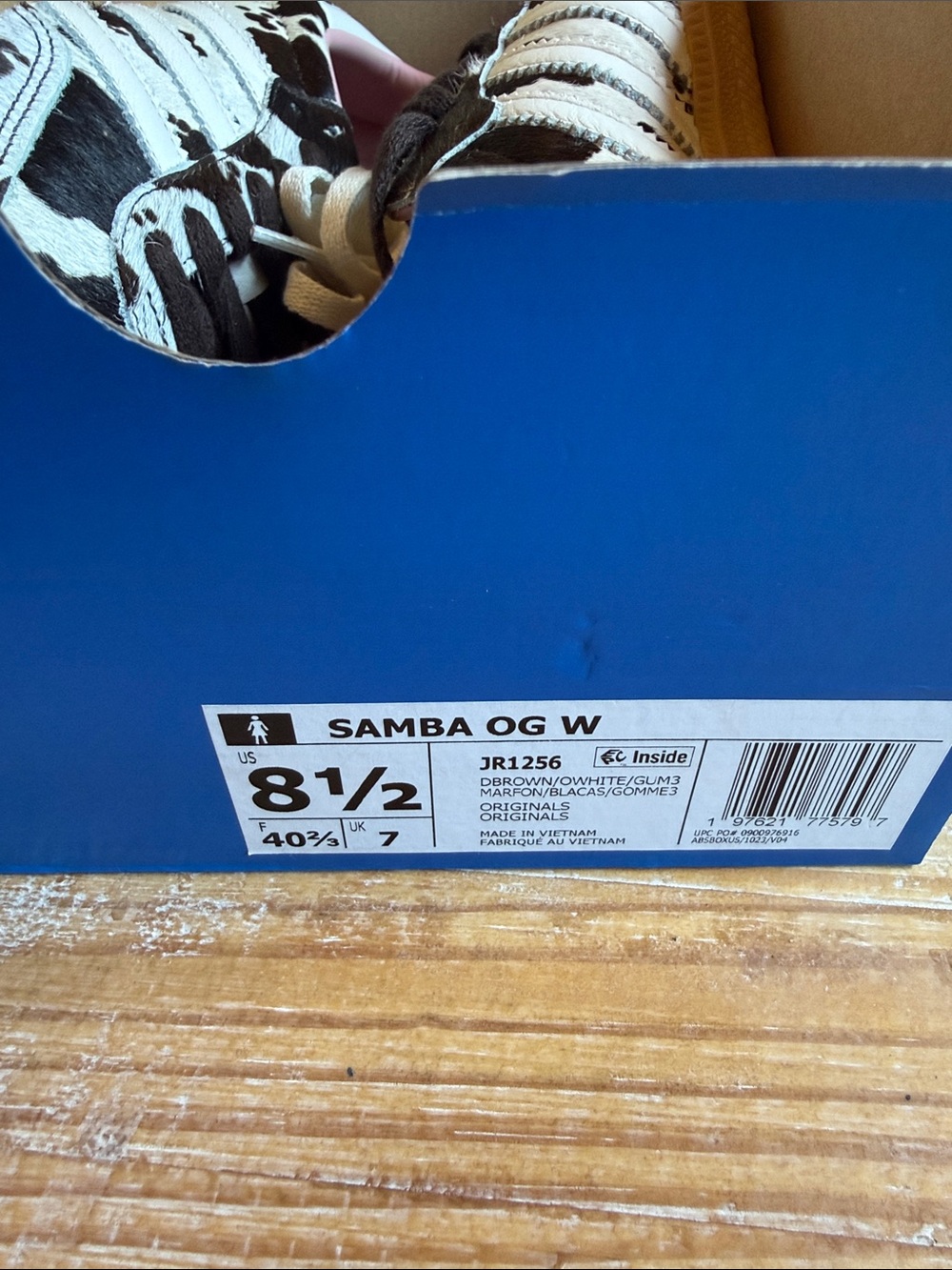 adidas Women’sSamba Sneakers in Cow Print with Pink Lining - Picture 9 of 9